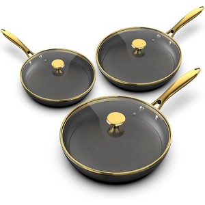 imarku Nonstick Frying Pans, Nonstick Cast Iron Skillets 3pcs, 8 Inch, 10 Inch, 12 Inch Frying Pans with Lid, Cast Iron Pan, Professional Nonstick Pan - 1 of 4