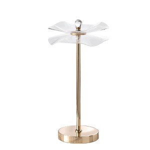 HomeRoots 18" Gold Bedside LED Lamp With Clear Acrylic Novelty Wavy Shade - 1 of 4