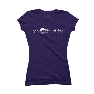 Junior's Design By Humans Nature Guitar Heart Beat By Maryedenoa T-Shirt - 1 of 2