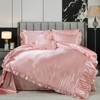 Satin Ruffle Comforter Set with Sheets – 8-Piece Bed in a Bag, Ruched Pleated Luxury Bedding with Pillowcases & Cushion Cover - 2 of 4