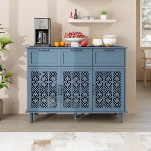 Okak Vintage Carved SideBoard Cabinet, Storage Cabinet with 3/2/0 Doors and 3/2/7 Drawers, Buffet Cabinet for Dining Room, Living Room - 1 of 4