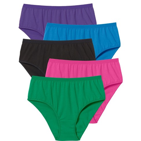 Comfort Choice Women's Plus Size Nylon Brief 5-pack - 10, Purple