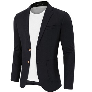 Men's Casual Blazer Linen Sport Coat Two Button Lightweight Jackets Business Daily Suit Cream - 1 of 4