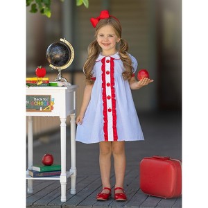 Ruffled Apple Striped Dress Mia Belle Girls - 1 of 4