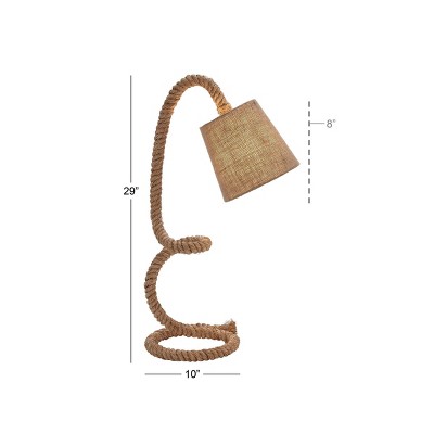 Brown Jute Rope Styled Abstract Desk Lamp with Empire Shade