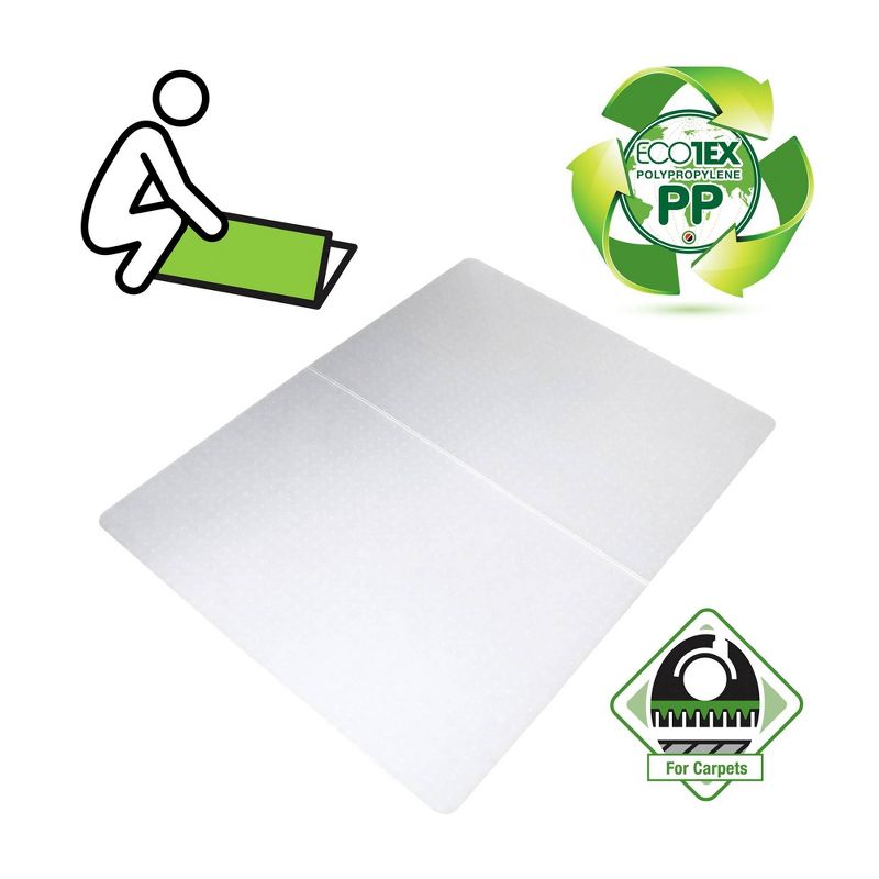 Polypropylene Foldable Chair Mat for Carpets Rectangular White - Floortex®, 1 of 10