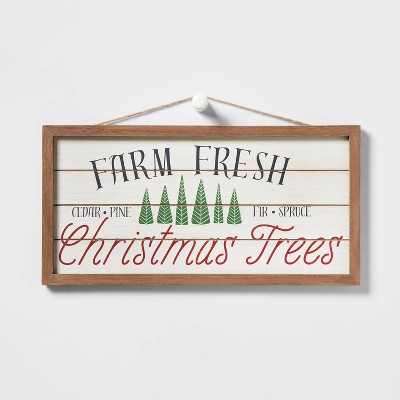 Farm Fresh Christmas Tree with Wood Frame Hanging Sign - Wondershop™