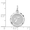 Black Bow Jewelry Sterling Silver, Sarah Collection 15mm Brocaded Disc Initial T Pendant - 4 of 4