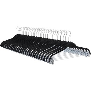 Paaaawaters Basics Velvet, Non-Slip Skirt Clothes Hangers with Clips, Organize Pants and Skirts, Black/Silver - 1 of 4