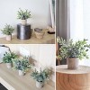 Aoibox 3 Pack Mini Potted Fake Eucalyptus Plants, Artificial Topiaries for Home Office Desk Farmhouse Room Bathroom Decor - 3 of 4