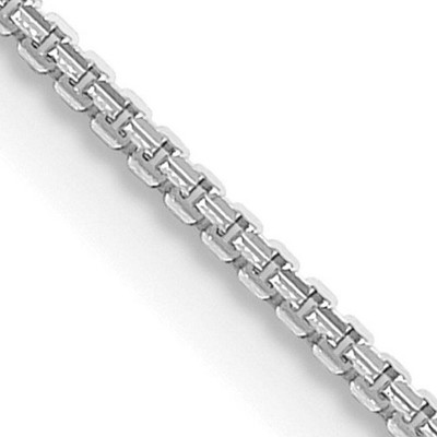 Black Bow Jewelry 1.5mm 14K White Gold Solid Concave Box Chain Necklace