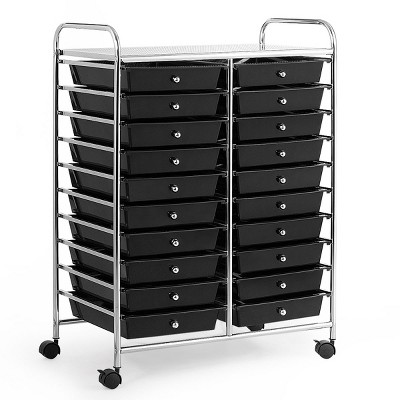 Costway 12 Drawers Rolling Cart Storage Scrapbook Paper Studio Organizer  Bins Black