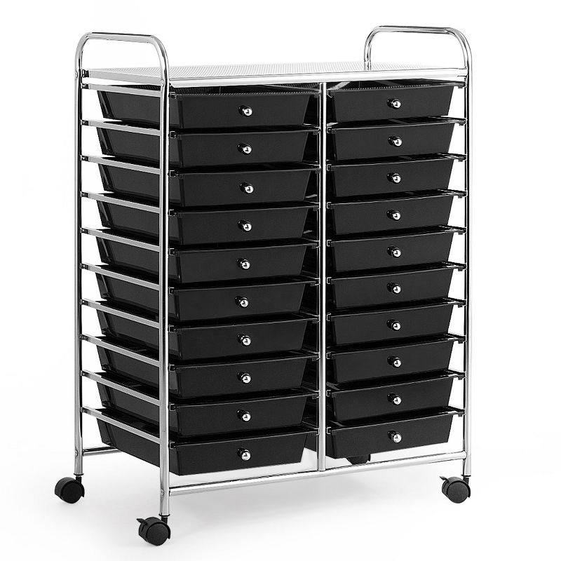 Tangkula 20-Drawers Rolling Storage Cart with Organizer Top, 4 of 5