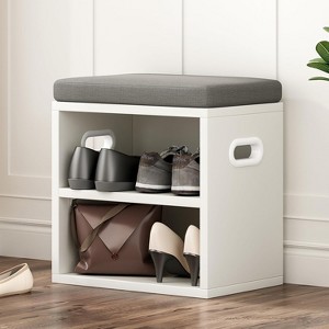AZL1 Life Concept Shoe Bench Entrywaywith Cushion Shoe Benches Storage Seating Seat Entryway Shoe Rack Entryway Show Racks, Beige, 15.35"*11.4"*16" - 1 of 4