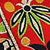 red with gold flowers