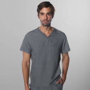Members Only Men's Manchester V-Neck Scrub Top With Waist & Sleeve Pockets - 1 of 4