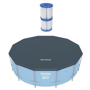 Above Ground Round Pool Cover Bundled w/ Flow clear Replacement Filter - 1 of 4