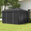 Gulches 9.7' x 9.7' Pop Up Canopy with Sidewalls, Portable Tent with 2 Mesh Windows & Reflective Strips, Includes Carry Bag for Outdoor Events (Black) - 4 of 4