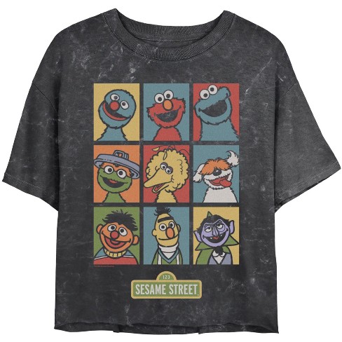 Junior's Sesame Street 9 Panel Puppet Grid T-Shirt - image 1 of 4