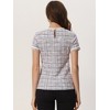 Allegra K Women's Round Neck Pearl Trim Short Sleeve Tweed Blouse - 3 of 4