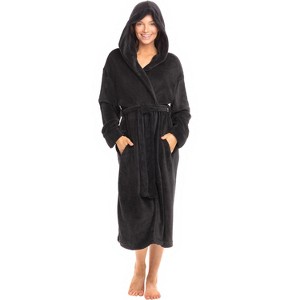 ADR Soft Plush Fleece Women's Robe with Hood, Warm Lightweight Hooded Womens Bathrobe - 1 of 4