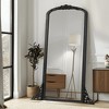 Lirago Arch Solid Wood Mirror Ornate Mirror Wall Mirror Retro Mirror with Carved Frame 69x30 Black - 4 of 4