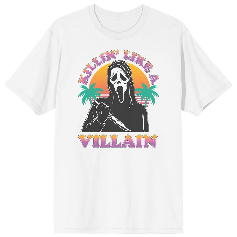 Ghostface Chillin' Like A Villain Crew Neck Short Sleeve Men's White T-shirt, 1 of 4