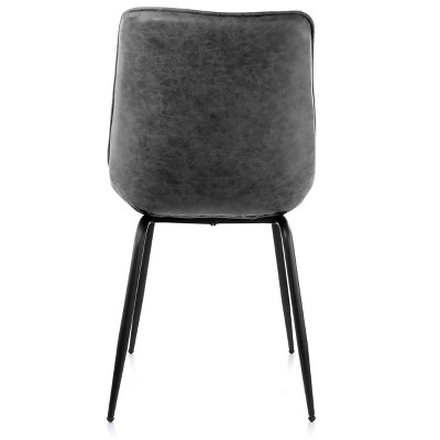Gray Faux Leather Upholstered Arm Chair with Metal Legs