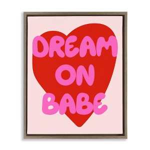 Stupell Industries Dream On Babe Red Heart Black Framed Floater Canvas Wall Art - 1 of 4