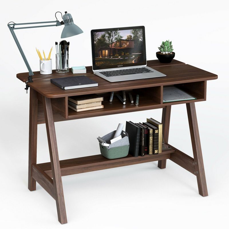 Costway Computer Desk Home Office Writing Workstation w/ Flip Top Compartment, 1 of 10