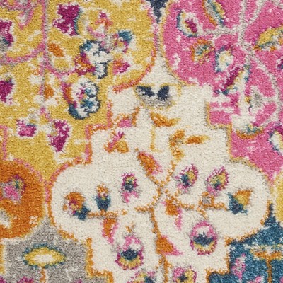 Floral Bliss Blue and Pink 8' x 10' Easy-Care Synthetic Area Rug