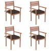 vidaXL Patio Chair Set of 4 Taupe Teak wood Medium Stackable - 2 of 4