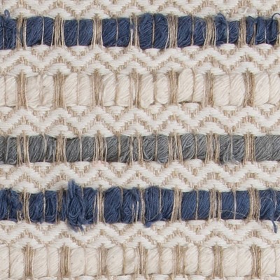 Blue and Beige Striped Linen Cotton Square Throw Pillow