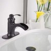 BWE Waterfall Single Hole Single-Handle Low-Arc Bathroom Faucet with Pop-up Drain Assembly - 3 of 4