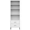 vidaXL Solid Pine Wood Bookcase with 2 Drawers - 23.6" x 13.8" x 70.9", White - Spacious Storage in Oslo Rustic Style - 4 of 4