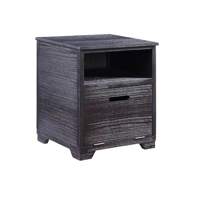 Antique Black 24" Pine Wood End Table with Storage