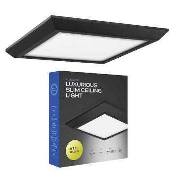 Next Glow Ultra Slim 7" LED Ceiling Light Fixture, 3000K Square, Flush Mount Light