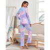 Women's Pajama Set Tie Dye Two Piece Long Sleeve Tops and Pants Sleepwear Soft Loungewear Pjs - 4 of 4