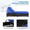 Outdoor Patio Chaise Lounge Chairs Set of 2, PE Wicker Recliner Chairs with Adjustable Backrest, Storage Shelf, Cushions, All Weather Chair, Blue - 3 of 4