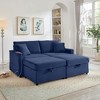Convertible Sectional Sofas Corduroy Loveseat Sofa with Double Storage Ottomans, Adjustable Armrest Table with USB Port, Super Soft Chaise Lounge - 4 of 4