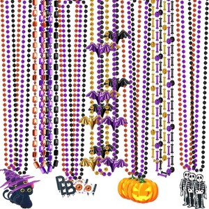 21 Pcs Halloween Beaded Necklace Set - 7 Style Party Favors for Mardi Gras & Halloween Decor - 1 of 4