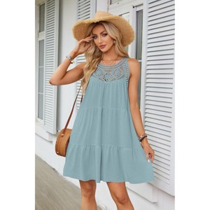 Coolmee Women Halter Neck Mini Dress Sleeveless Hollow Out A-Line Summer Dress - 1 of 4