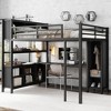 Vynxaria Metal Loft Bed with Wardrobe And L-shaped Desk, Queen Size Loft Bed with Storage Cubes and Shelves, Heavy Duty Loft Bed - 2 of 4