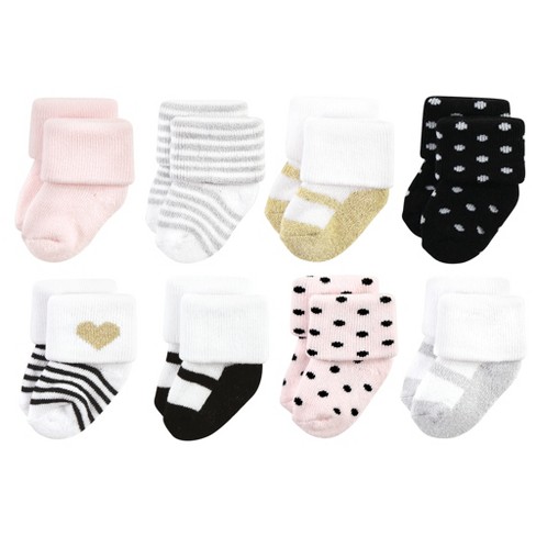 Hudson Baby Infant Girls Cotton Rich Newborn And Terry Socks, Pastel  Butterfly : Target