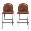 Set of 2 Upholstered Bar Stools with Backs, Metal Frame Counter Height Chairs, Modern Faux Leather Barstool for Kitchen-The Pop Home - 2 of 4