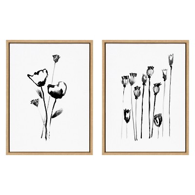 18" x 24" (Set of 2) Sylvie Wildflowers and Seed Pods by Teju Reval Framed Wall Canvas Set Natural - Kate & Laurel All Things Decor