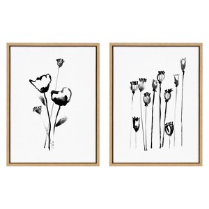 Kate & Laurel All Things Decor 18"x24" (Set of 2) Sylvie Wildflowers and Seed Pods by Teju Reval Framed Wall Canvas Set Natural - 1 of 4
