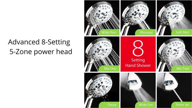 High Pressure 50 Mode Rain and Handheld Three Way Shower Head Combo Chrome - Aquabar, 2 of 10, play video