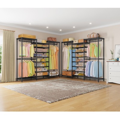 Black Heavy Duty Freestanding Garment Rack with Adjustable Shelves