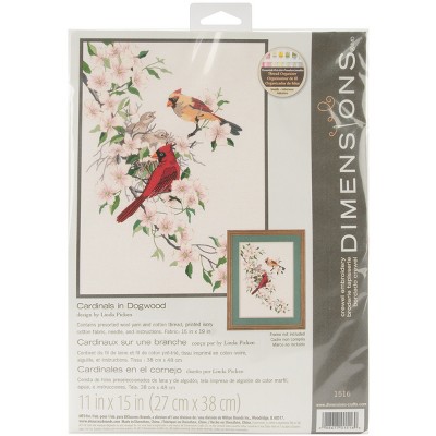 Dimensions Crewel Embroidery Kit 11"X15"-Cardinals In Dogwood